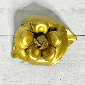 Golden Coated Canvas Rose Pin Brooch